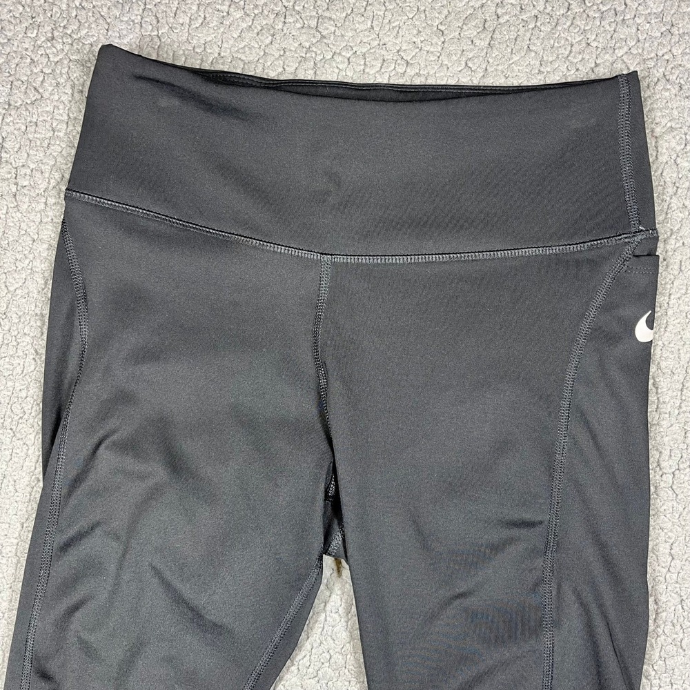 Nike Dri-FIT Womens Black Cropped Running Leggings Mesh Panels CZ9238-010 Size M - Picture 2 of 14